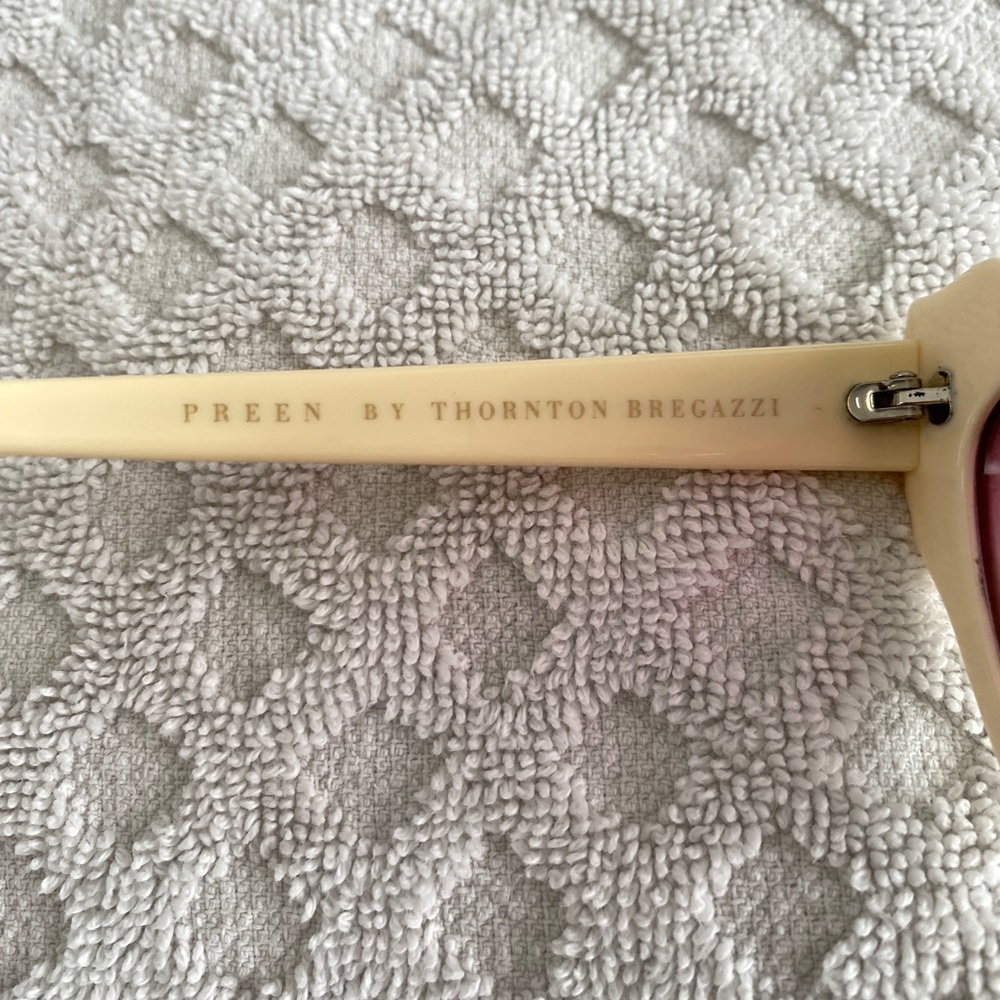 Preen by Thornton Bregazzi Phillipa Cat Eye Sunglasses Ivory Pink Lenses $380 - Picture 11 of 16